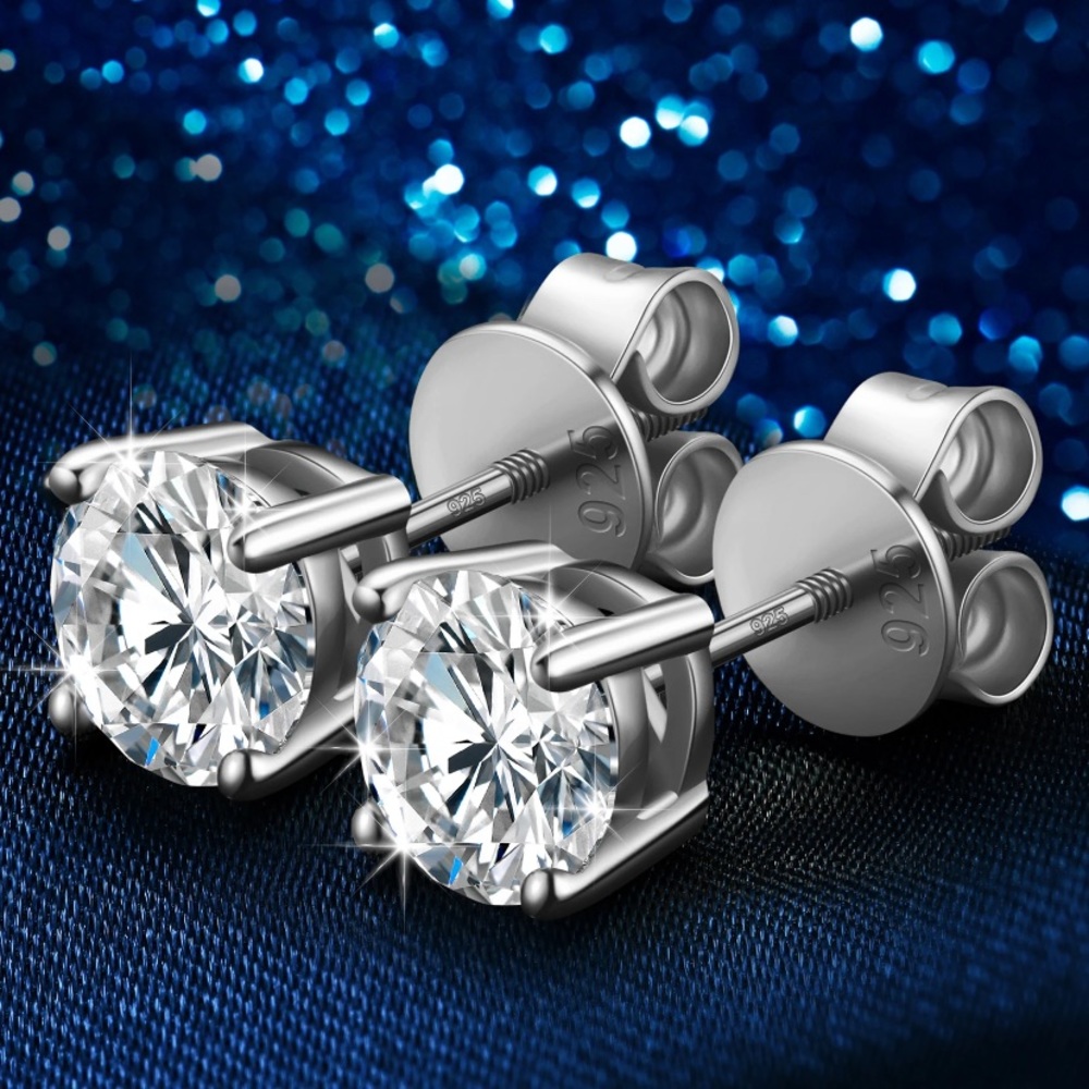 CERTIFIED 0.3 CT D Color Moissanite Stamped 925 sterling silver Stud Earrings